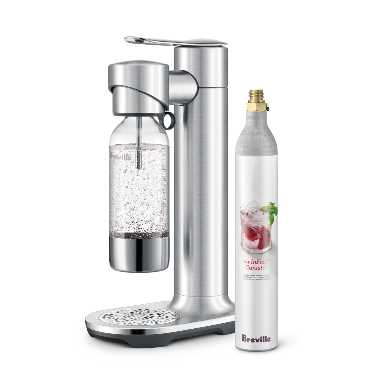 Breville - the InFizz Aqua Bundle w/CO2 - Brushed Stainless Steel