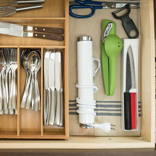 The Joule Sous vide stored compactly in kitchen drawer.