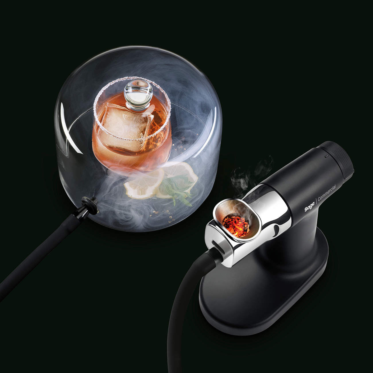 Top view of the burn chamber with burning embers.