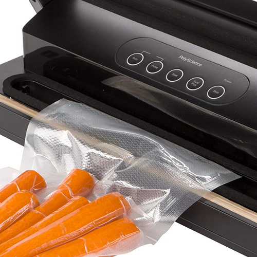 Carrots are being vacuum sealed.